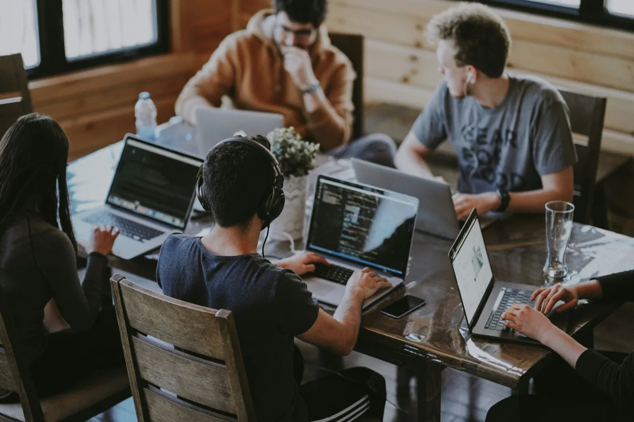 A team working together on application development